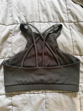 Strappy Back Sports Bra with High Neckline